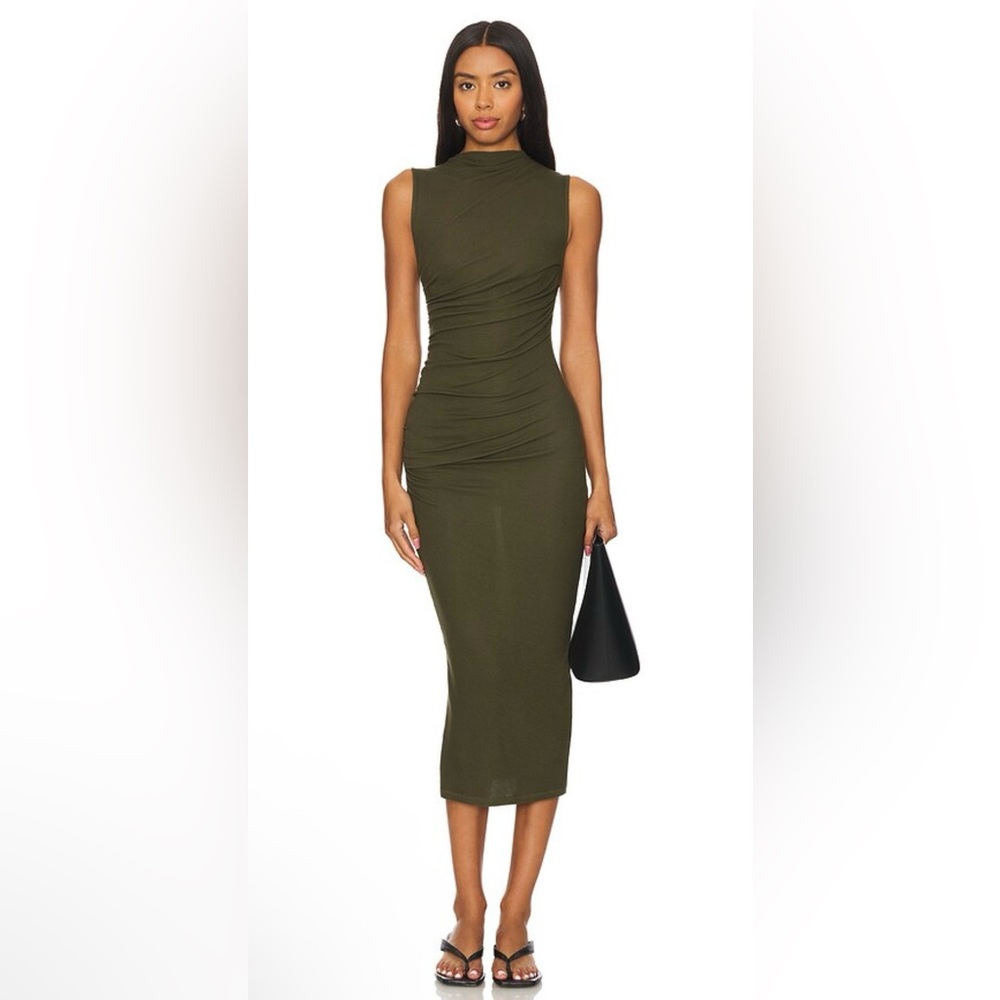 NEW Enza Costa $260 silk knit sleeveless twist midi dress size Small and Medium